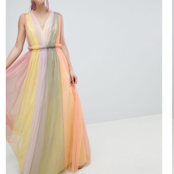 pastel color long dress